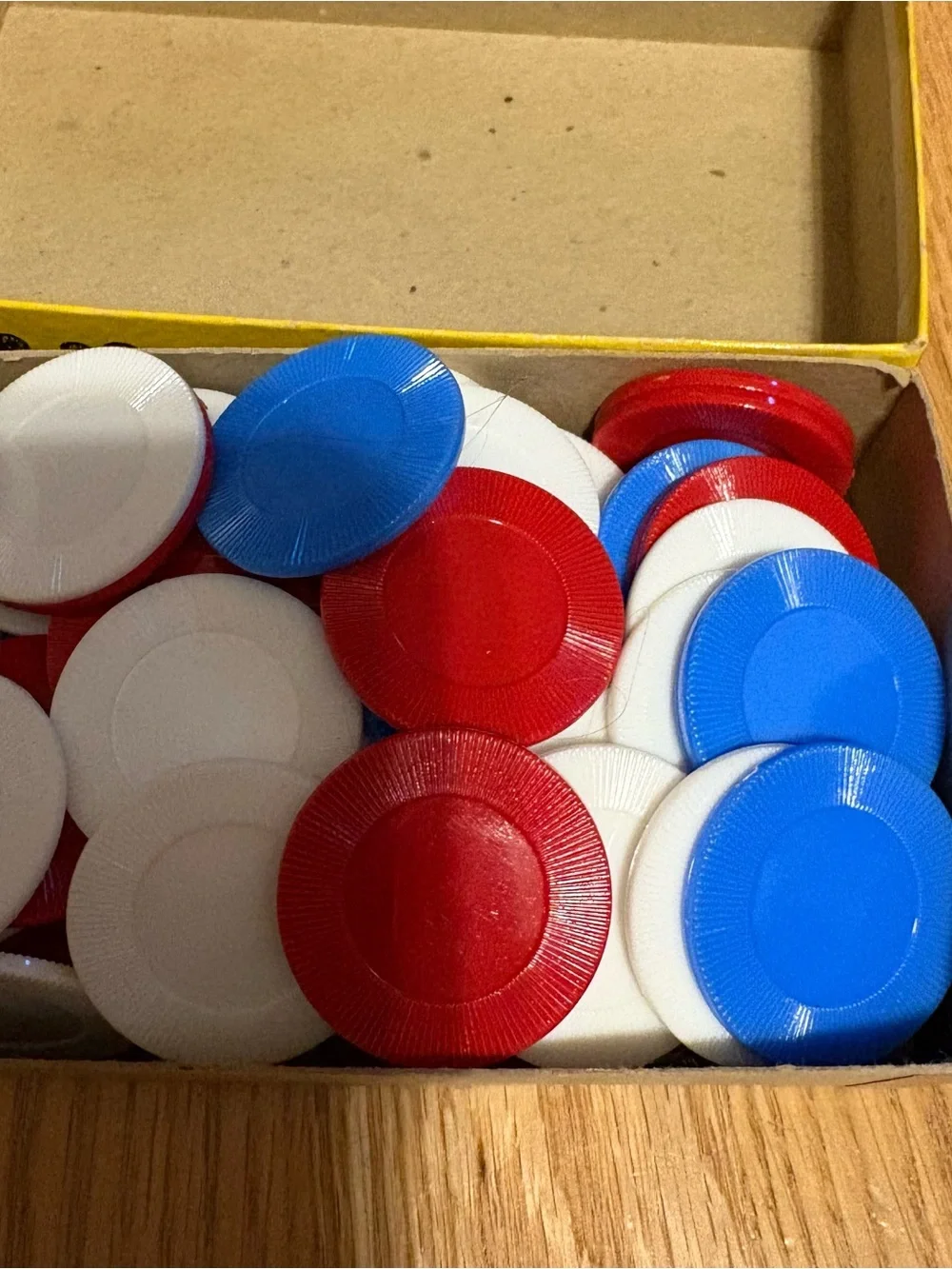 Vintage Poker Chips Red White Blue Plastic